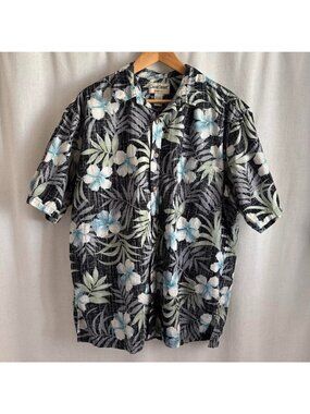 Cooke Street Blue Black Floral Honolulu Hawaiian Shirt